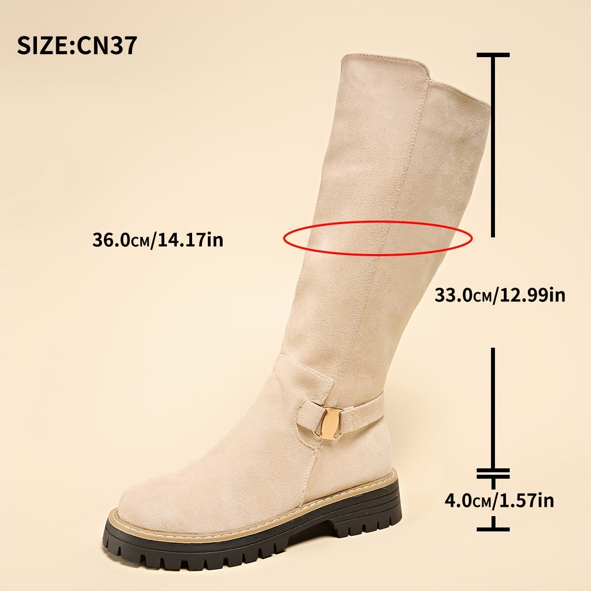 Langley | Suede Lug-Sole Block Heel Knee-High Boots