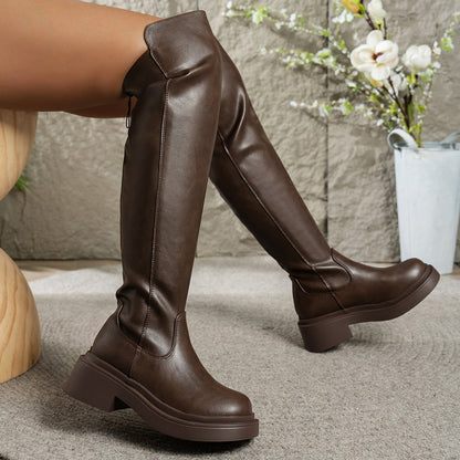 Camille | Winter Chunky Flat Knee-High Boots