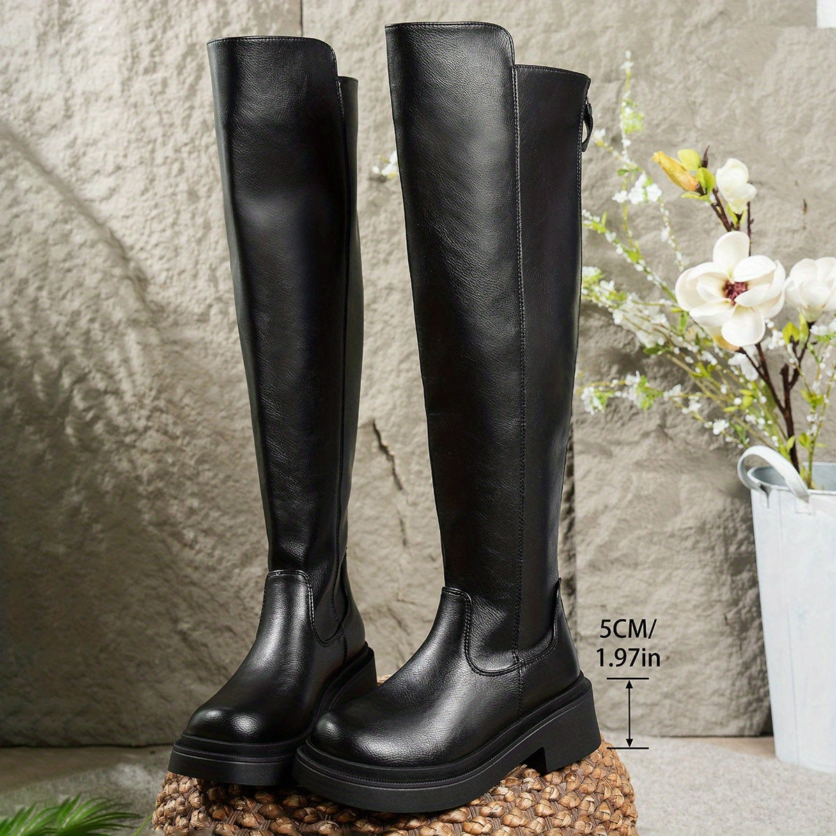 Camille | Winter Chunky Flat Knee-High Boots
