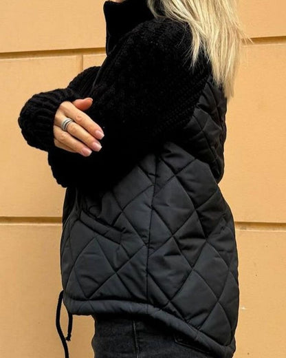 Carys | Winter Quilted Cable Knit Sleeves Puffer Jacket