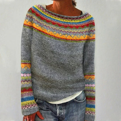 Kelly | Fair Isle Nordic Knit Boat Neck Winter Jumper