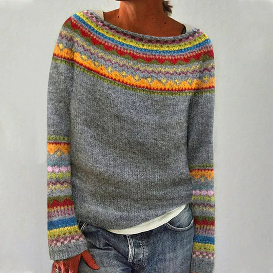 Kelly | Fair Isle Nordic Knit Boat Neck Winter Jumper