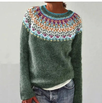 Kelly | Fair Isle Nordic Knit Boat Neck Winter Jumper