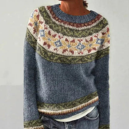 Kelly | Fair Isle Nordic Knit Boat Neck Winter Jumper