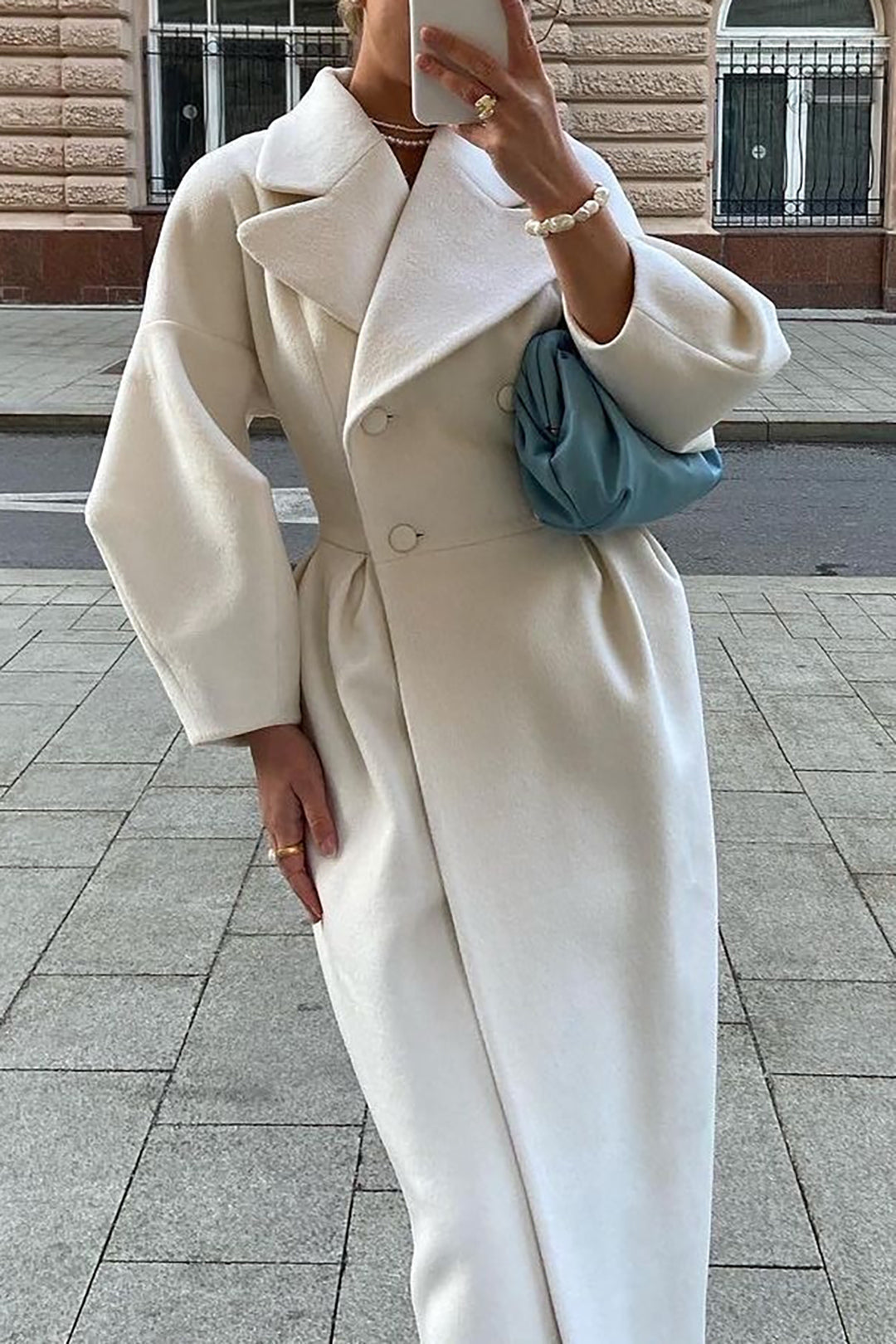 Ondine | Double-Breasted Puff Sleeve Long Winter Coat