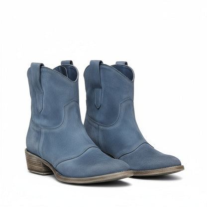 Mia | Suede Western Cowboy Block Heel Ankle Boots