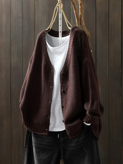 Callie | V-Neck Textured Knit Cardigan