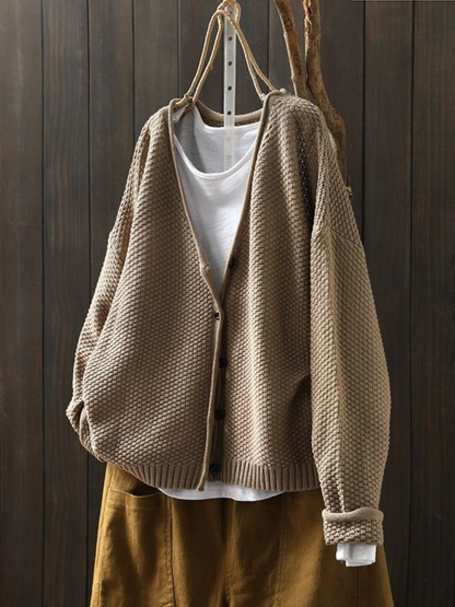 Callie | V-Neck Textured Knit Cardigan