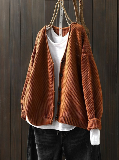 Callie | V-Neck Textured Knit Cardigan
