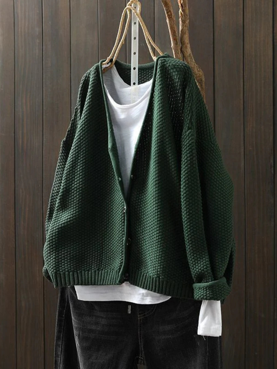Callie | V-Neck Textured Knit Cardigan