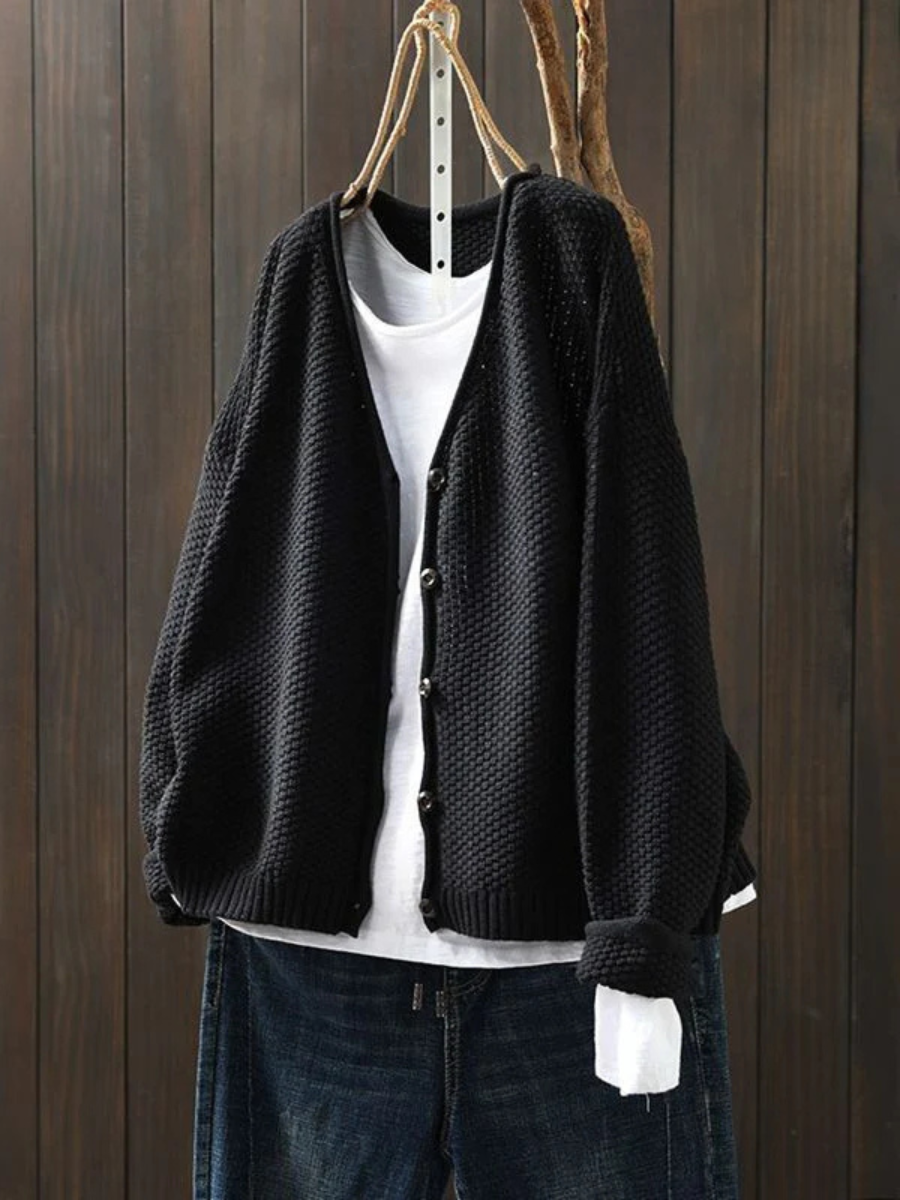Callie | V-Neck Textured Knit Cardigan