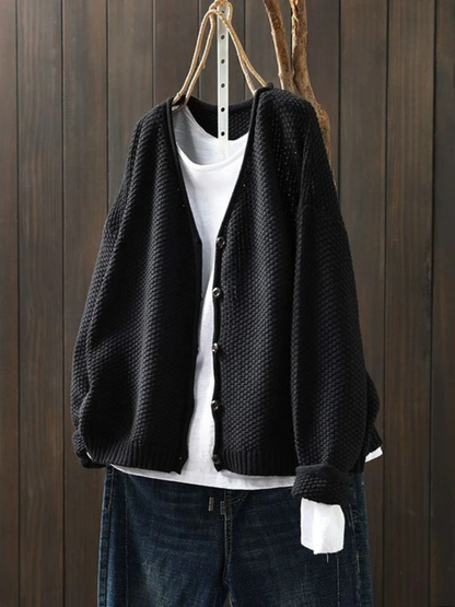 Callie | V-Neck Textured Knit Cardigan