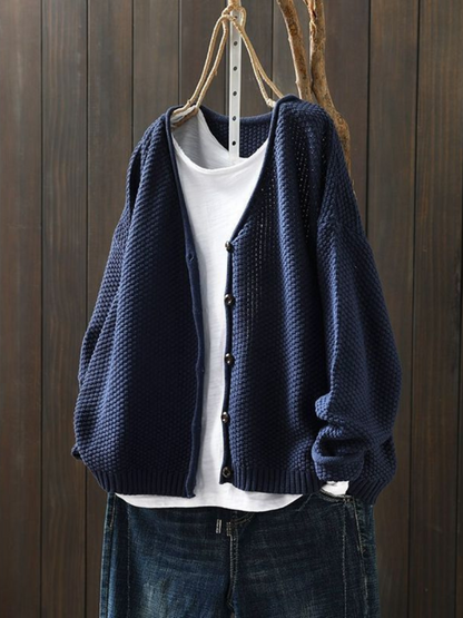 Callie | V-Neck Textured Knit Cardigan