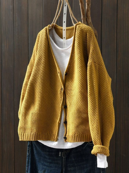 Callie | V-Neck Textured Knit Cardigan