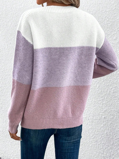 Cassie | Boat Neck Colour Block Knit Jumper