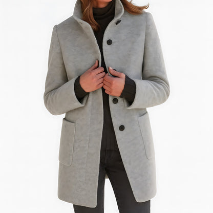 Marlow | Single-Breasted Funnel Neck Mid-Length Coat