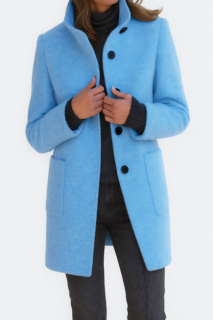 Marlow | Single-Breasted Funnel Neck Mid-Length Coat