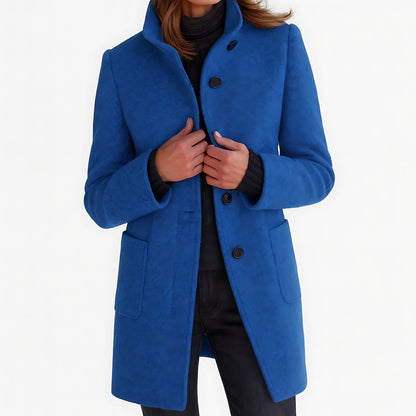 Marlow | Single-Breasted Funnel Neck Mid-Length Coat