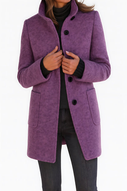 Marlow | Single-Breasted Funnel Neck Mid-Length Coat
