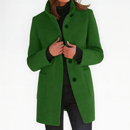 Marlow | Single-Breasted Funnel Neck Mid-Length Coat