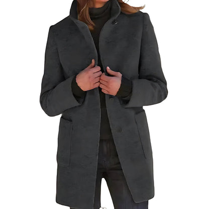 Marlow | Single-Breasted Funnel Neck Mid-Length Coat