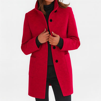 Marlow | Single-Breasted Funnel Neck Mid-Length Coat
