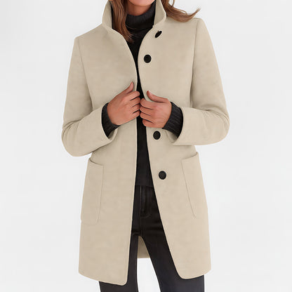 Marlow | Single-Breasted Funnel Neck Mid-Length Coat