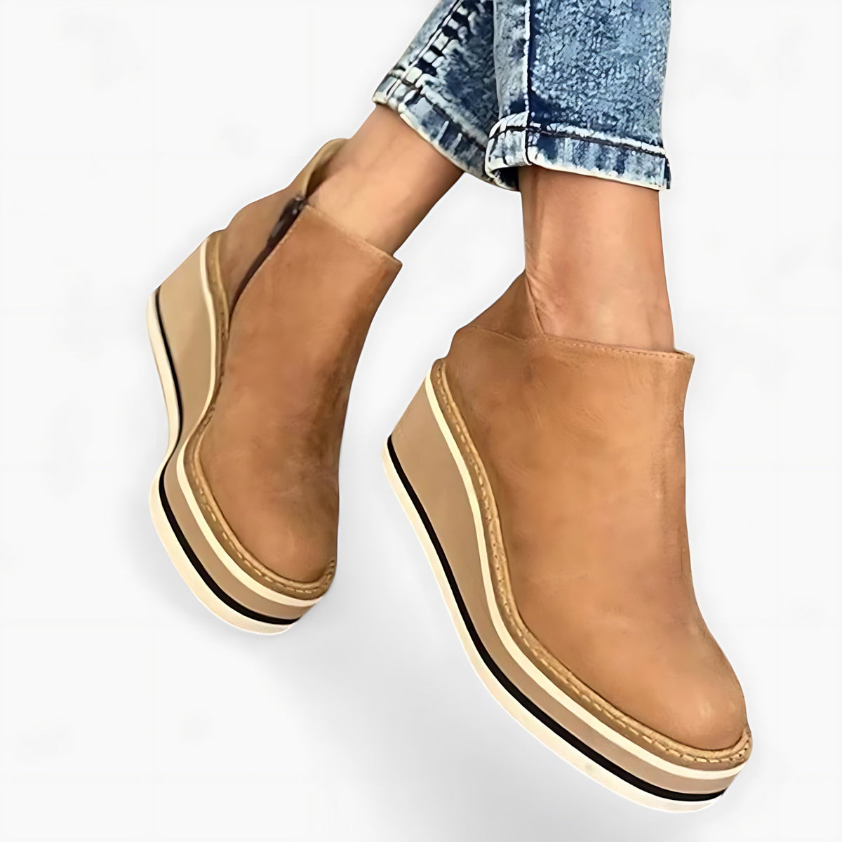 Nicky | Leather Wedge Platform Ankle Boots