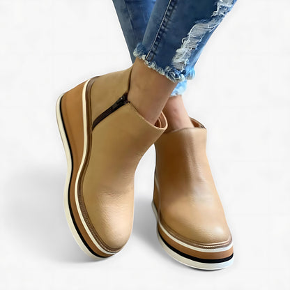 Nicky | Leather Wedge Platform Ankle Boots