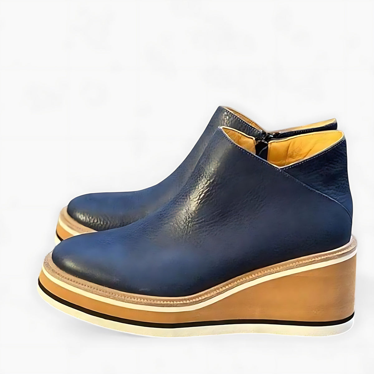 Nicky | Leather Wedge Platform Ankle Boots