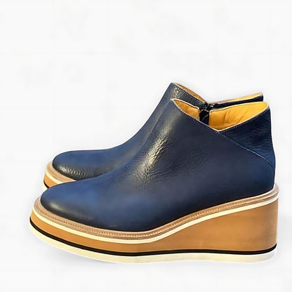 Nicky | Leather Wedge Platform Ankle Boots