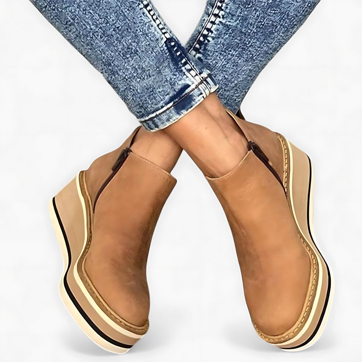 Nicky | Leather Wedge Platform Ankle Boots