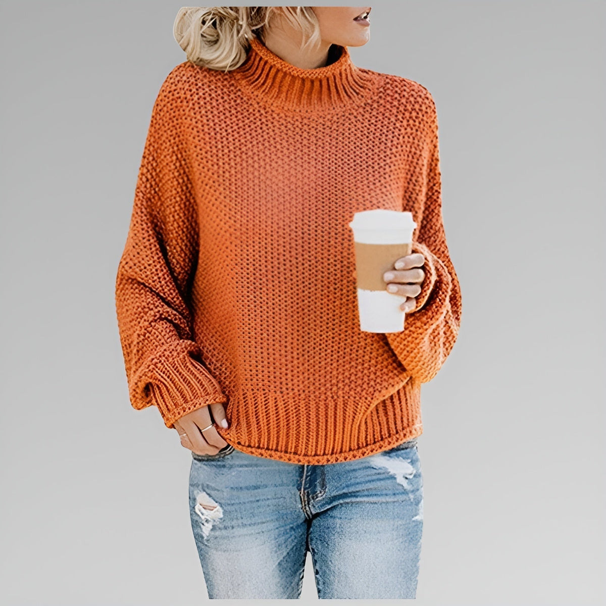 Cerys | Oversized Chunky Knit Roll Neck Jumper