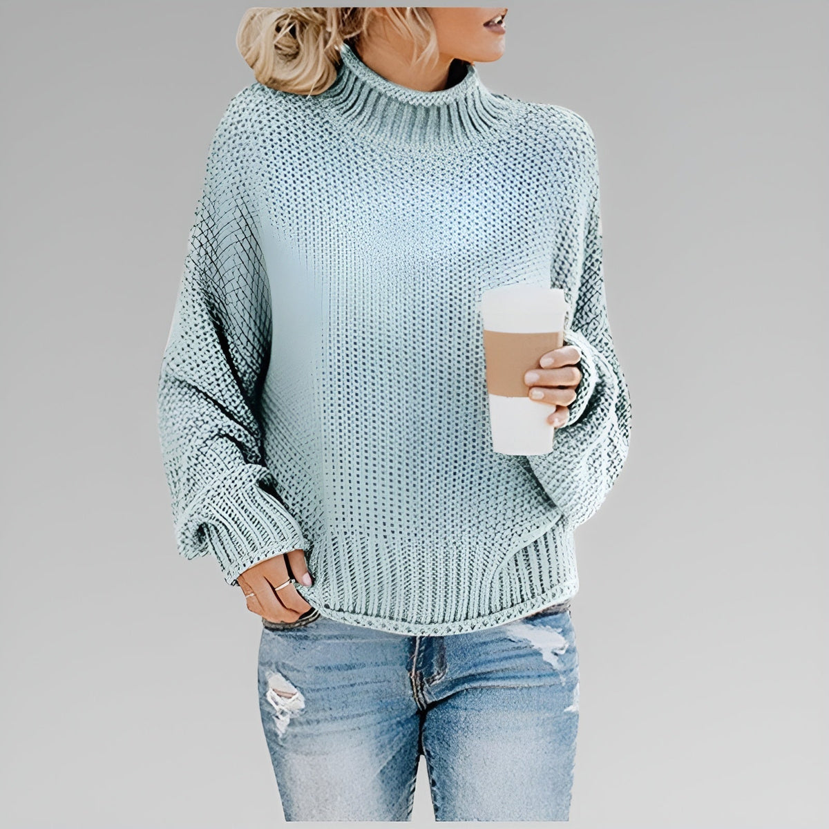 Cerys | Oversized Chunky Knit Roll Neck Jumper