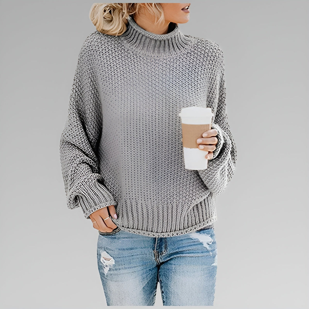 Cerys | Oversized Chunky Knit Roll Neck Jumper