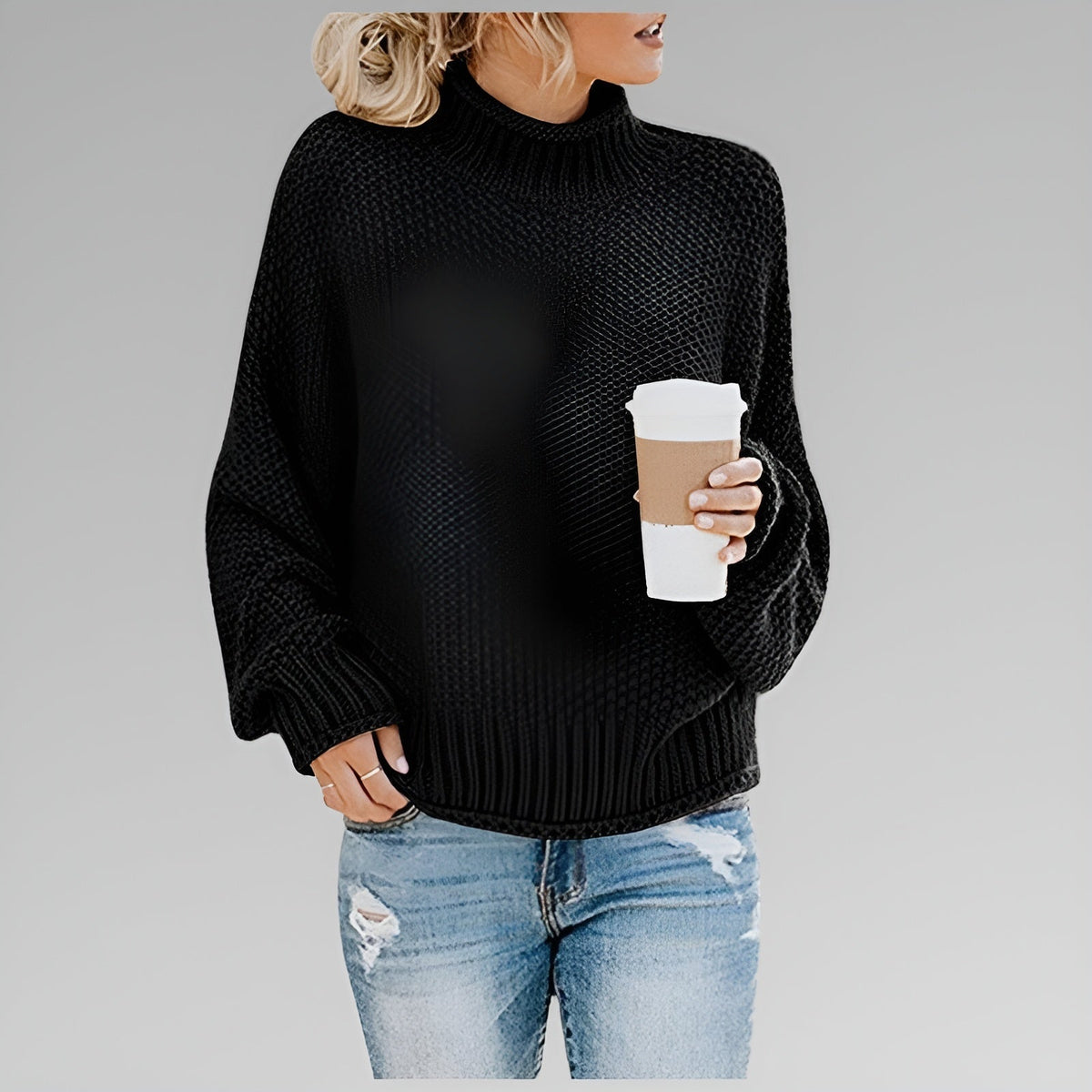 Cerys | Oversized Chunky Knit Roll Neck Jumper