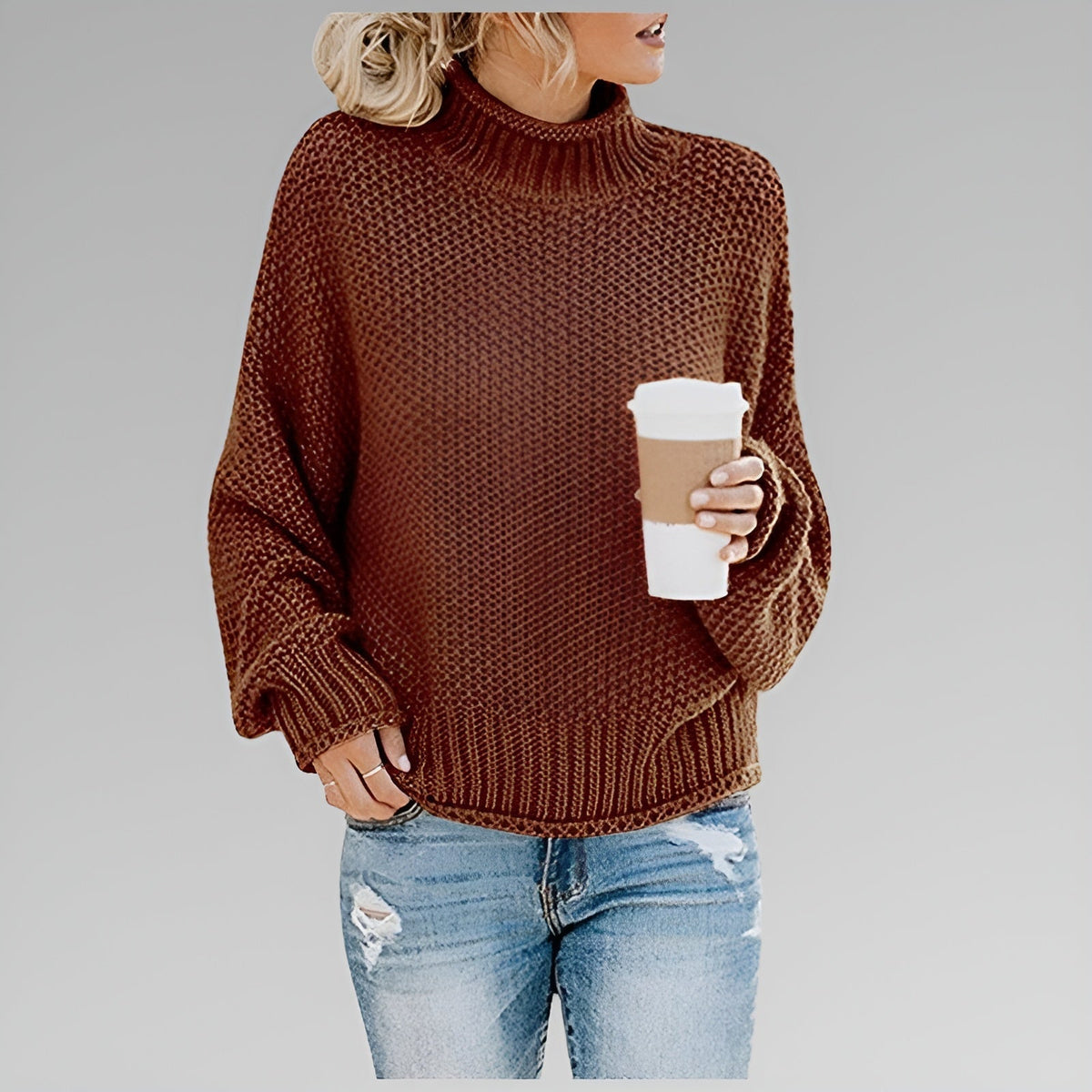 Cerys | Oversized Chunky Knit Roll Neck Jumper