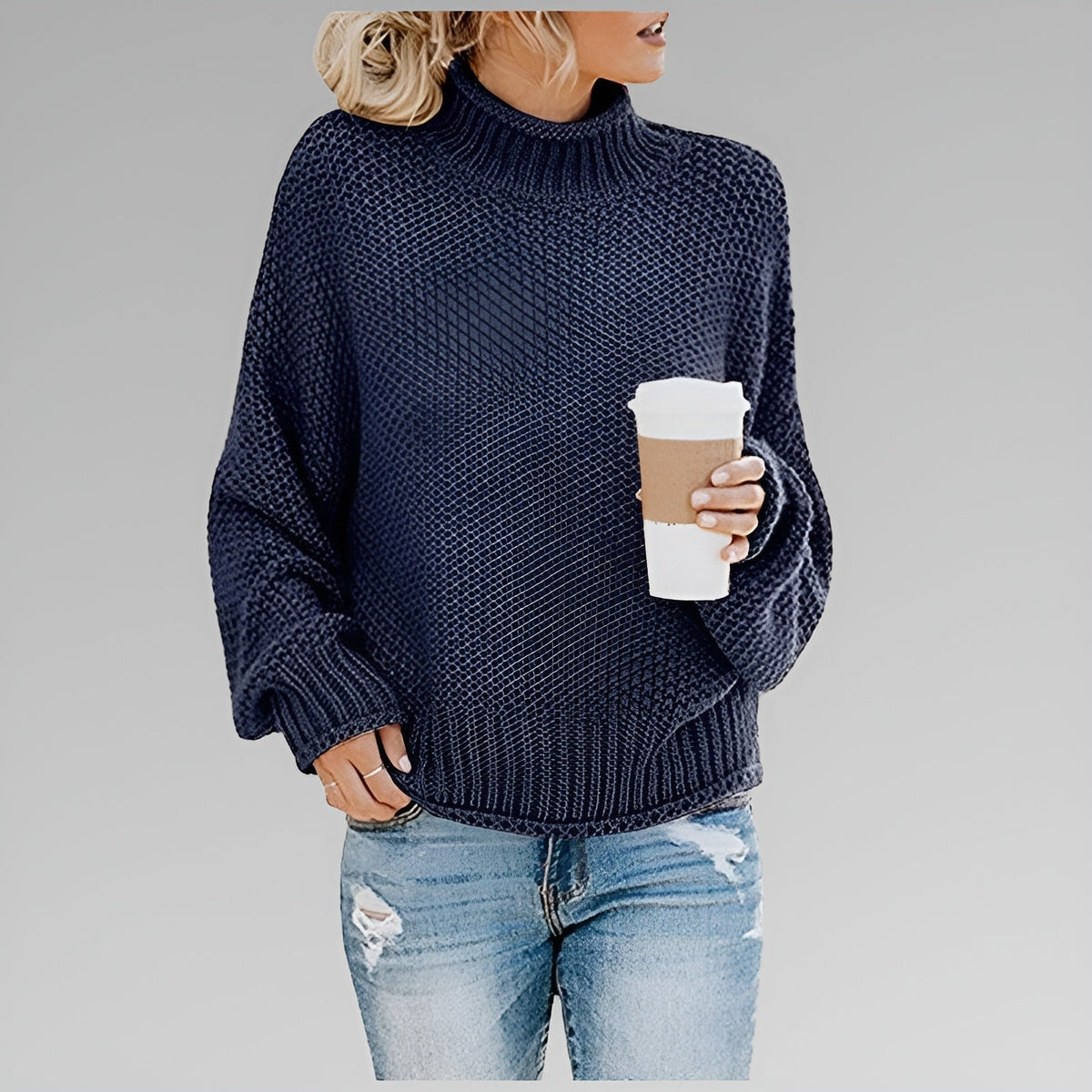 Cerys | Oversized Chunky Knit Roll Neck Jumper