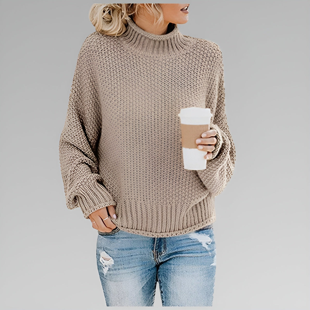 Cerys | Oversized Chunky Knit Roll Neck Jumper