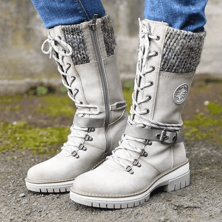 Bexley | Lace-Up Knit Cuff Mid-Calf Winter Snow Boots
