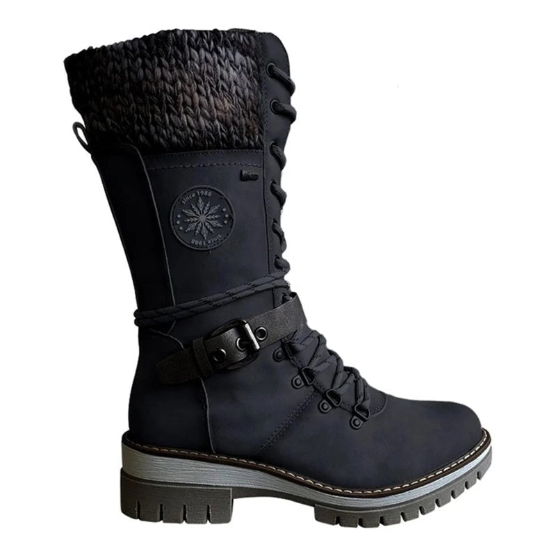 Bexley | Lace-Up Knit Cuff Mid-Calf Winter Snow Boots