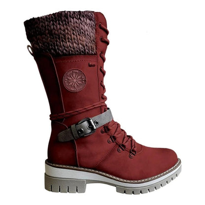 Bexley | Lace-Up Knit Cuff Mid-Calf Winter Snow Boots