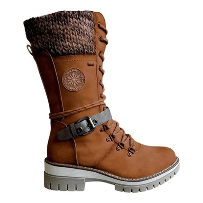 Bexley | Lace-Up Knit Cuff Mid-Calf Winter Snow Boots