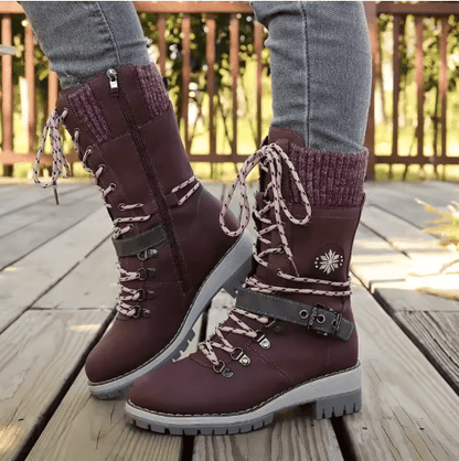 Bexley | Lace-Up Knit Cuff Mid-Calf Winter Snow Boots