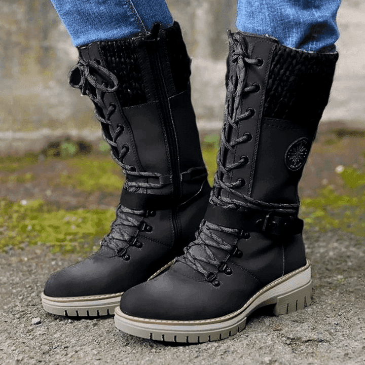 Bexley | Lace-Up Knit Cuff Mid-Calf Winter Snow Boots