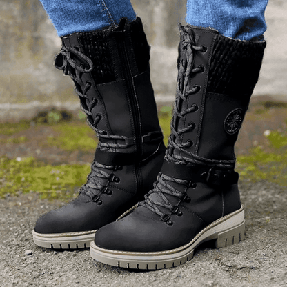 Bexley | Lace-Up Knit Cuff Mid-Calf Winter Snow Boots