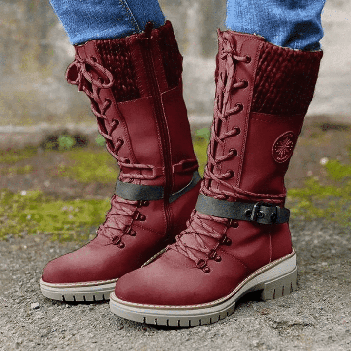 Bexley | Lace-Up Knit Cuff Mid-Calf Winter Snow Boots