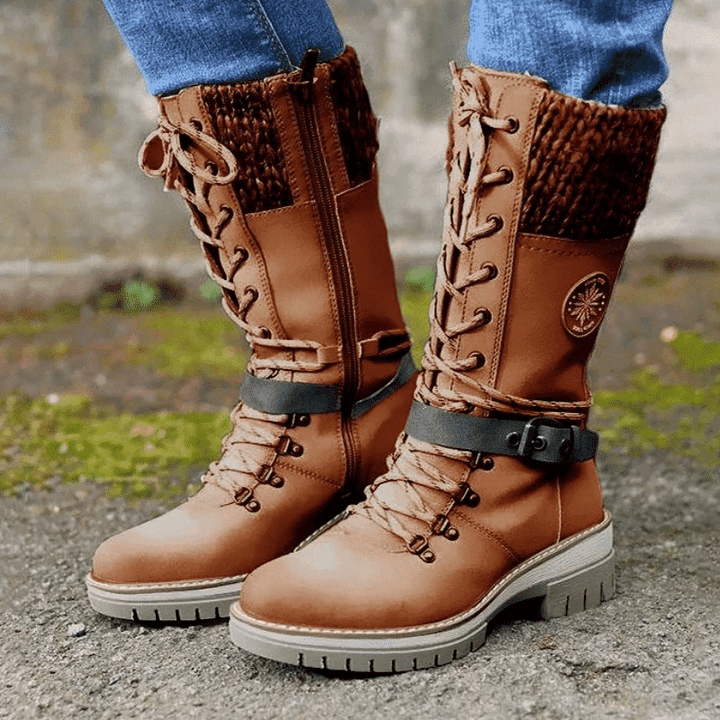 Bexley | Lace-Up Knit Cuff Mid-Calf Winter Snow Boots