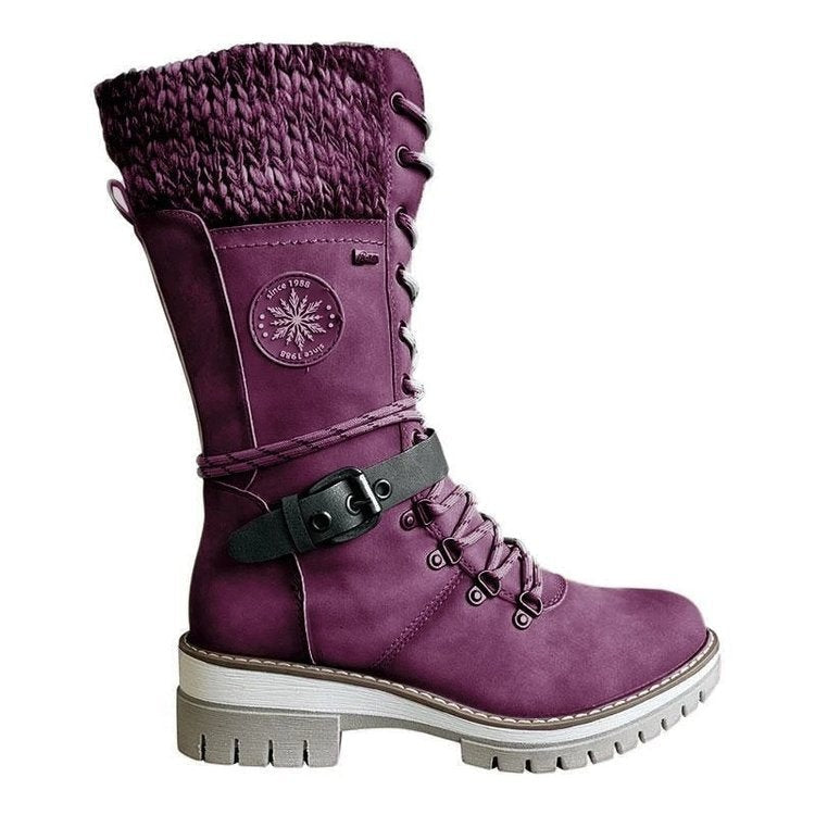 Bexley | Lace-Up Knit Cuff Mid-Calf Winter Snow Boots