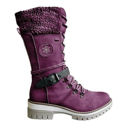 Bexley | Lace-Up Knit Cuff Mid-Calf Winter Snow Boots